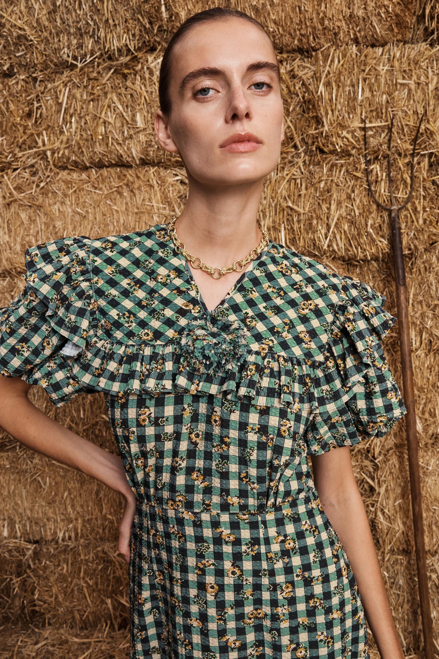 Alemais Outrider Seersucker Midi Dress