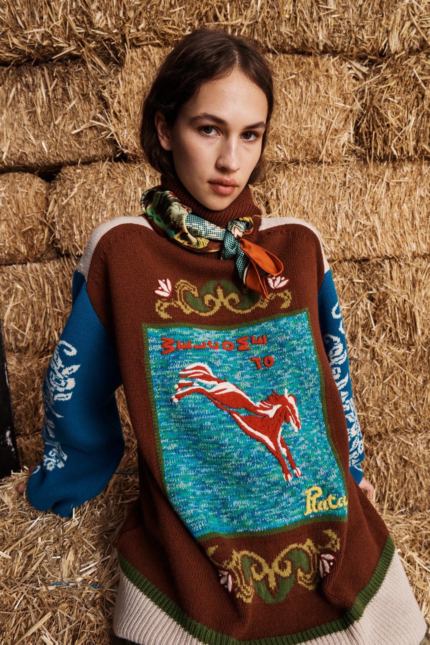 Alemais Lasso Patchwork Knit Sweater