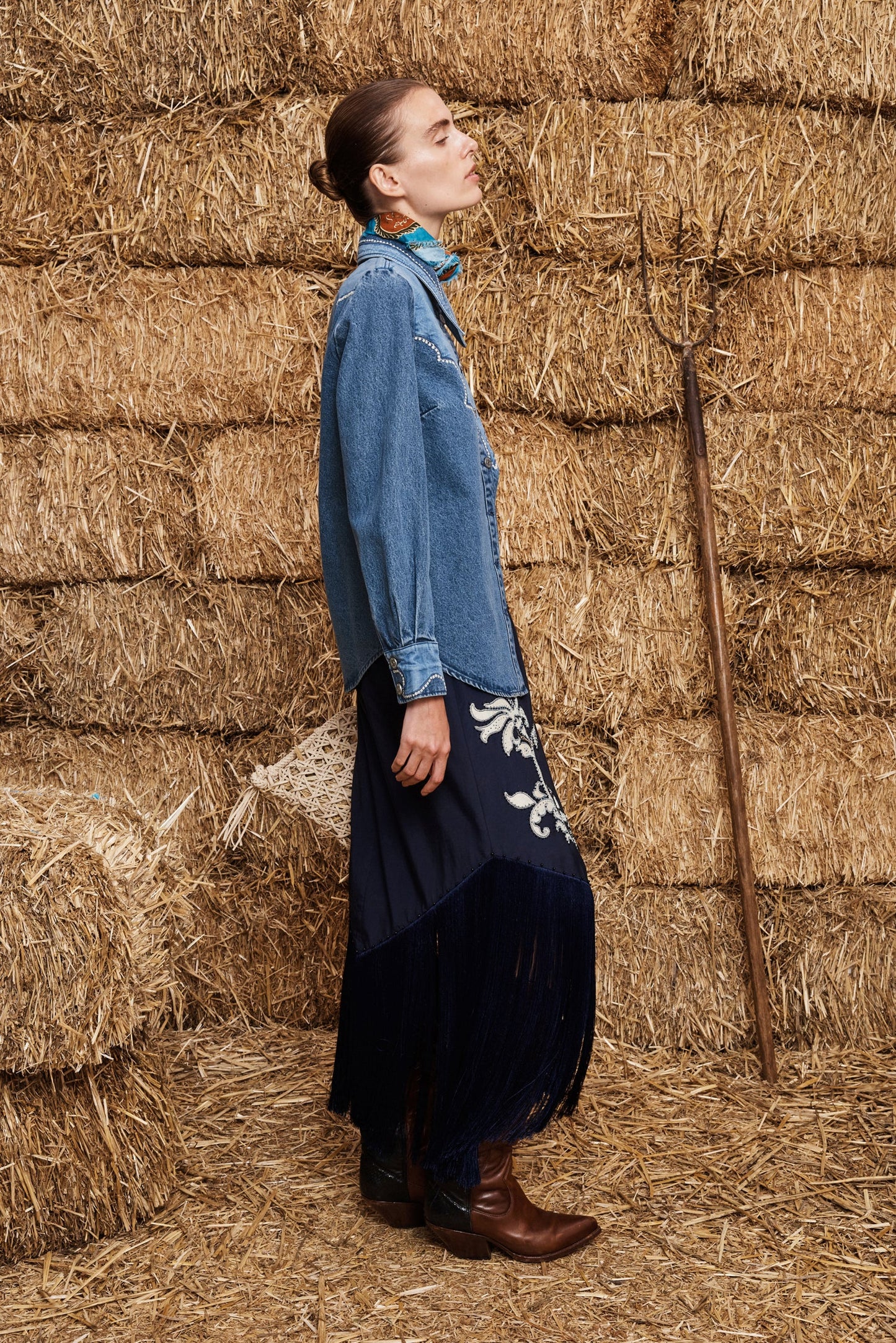 Alemais Jesse Denim Applique Shirt