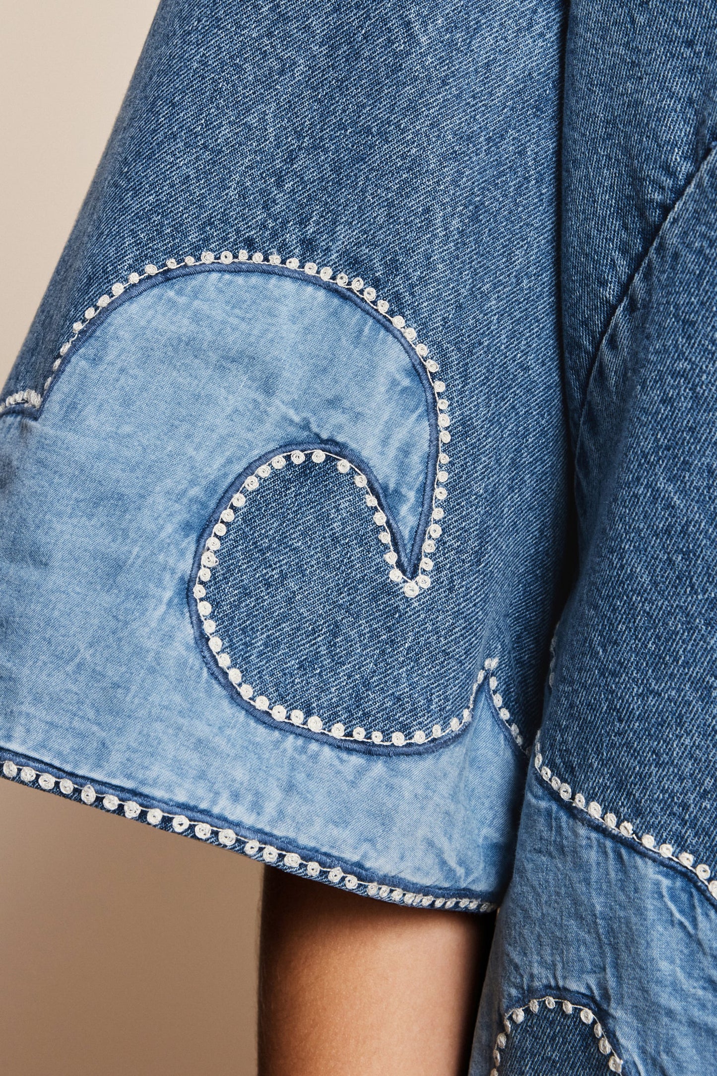 Alemais Jesse Denim Applique Mini Dress
