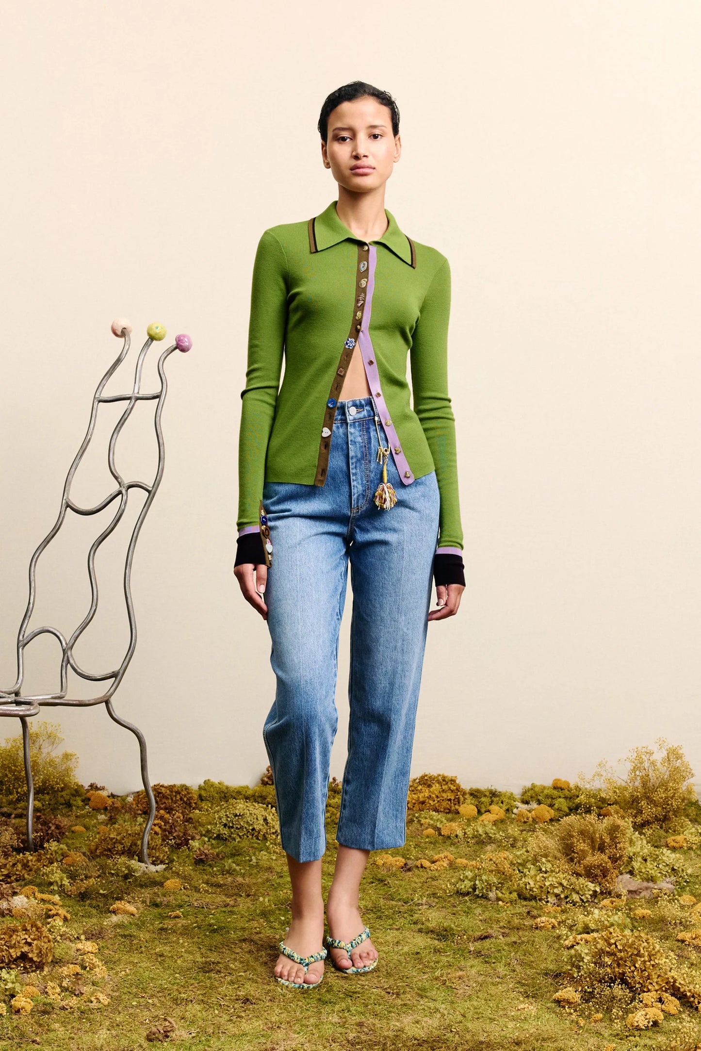 Alemais Josefina Fitted cardigan green
