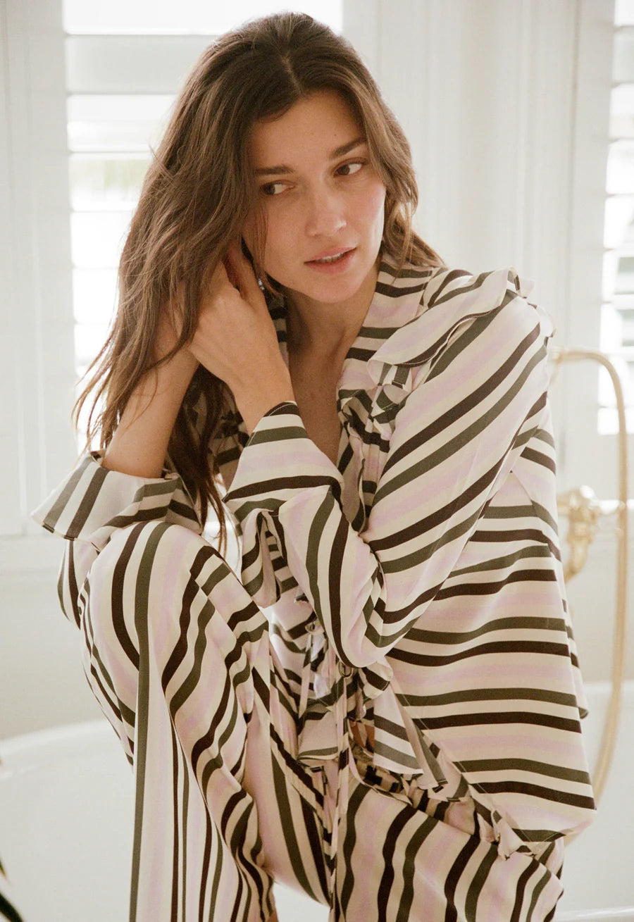 Maggie Marilyn Cool About It Top Olive and Petal Stripe