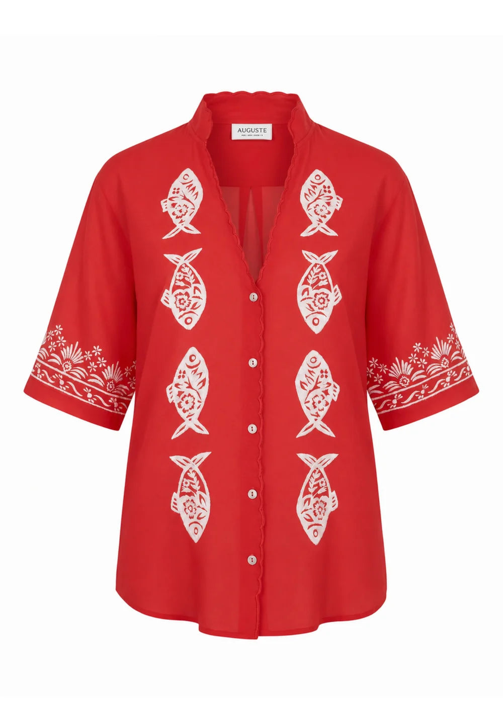 Auguste Sardine Embroidered Blouse Red