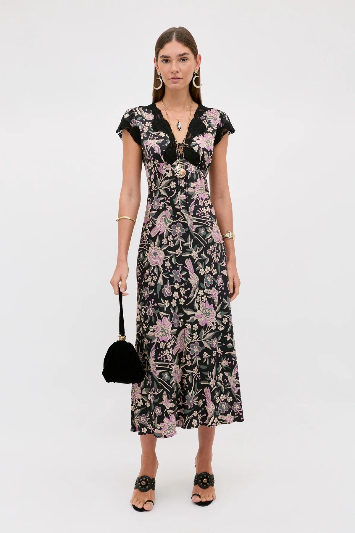 Rixo Amari Dress Kyoto Floral Black