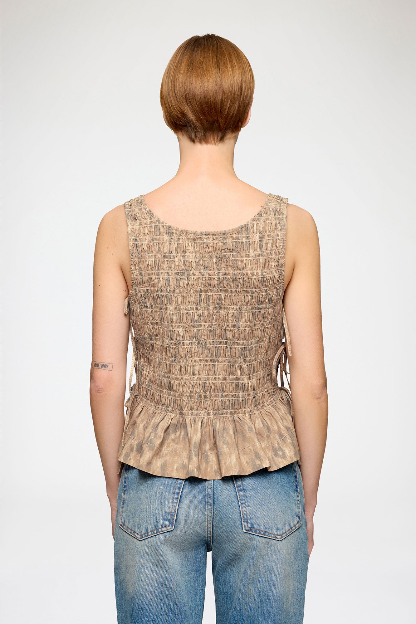 Smock Top in Printed Stretch Burro