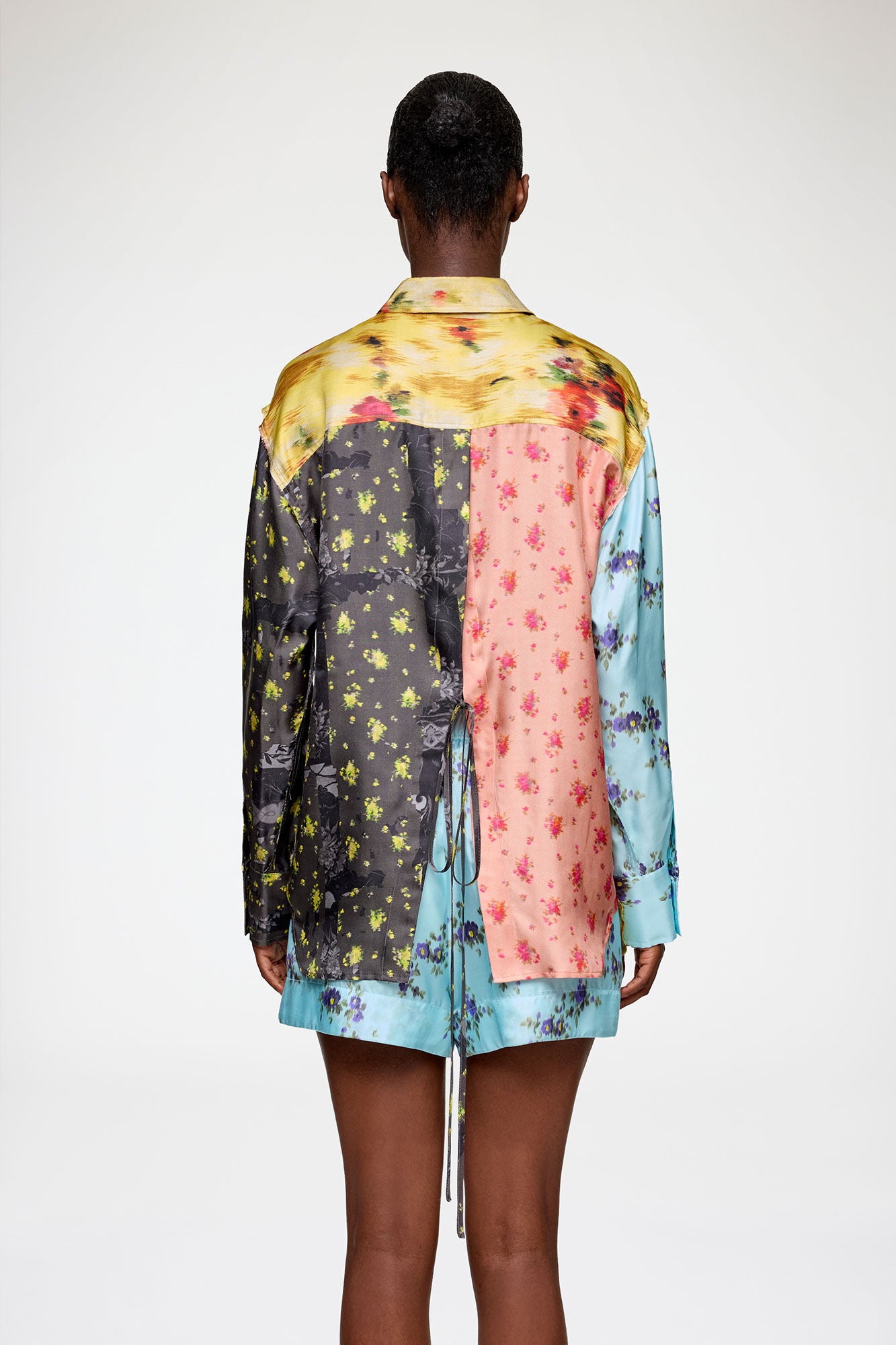 Multi Printed Silk Twill Long Sleeve Shirt