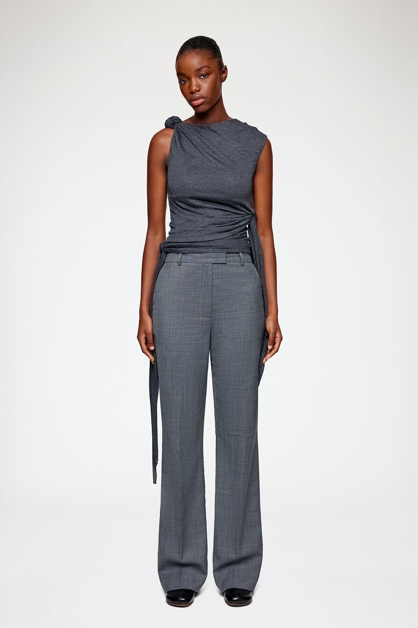 Trousers in Grey Wool Melange Phantom