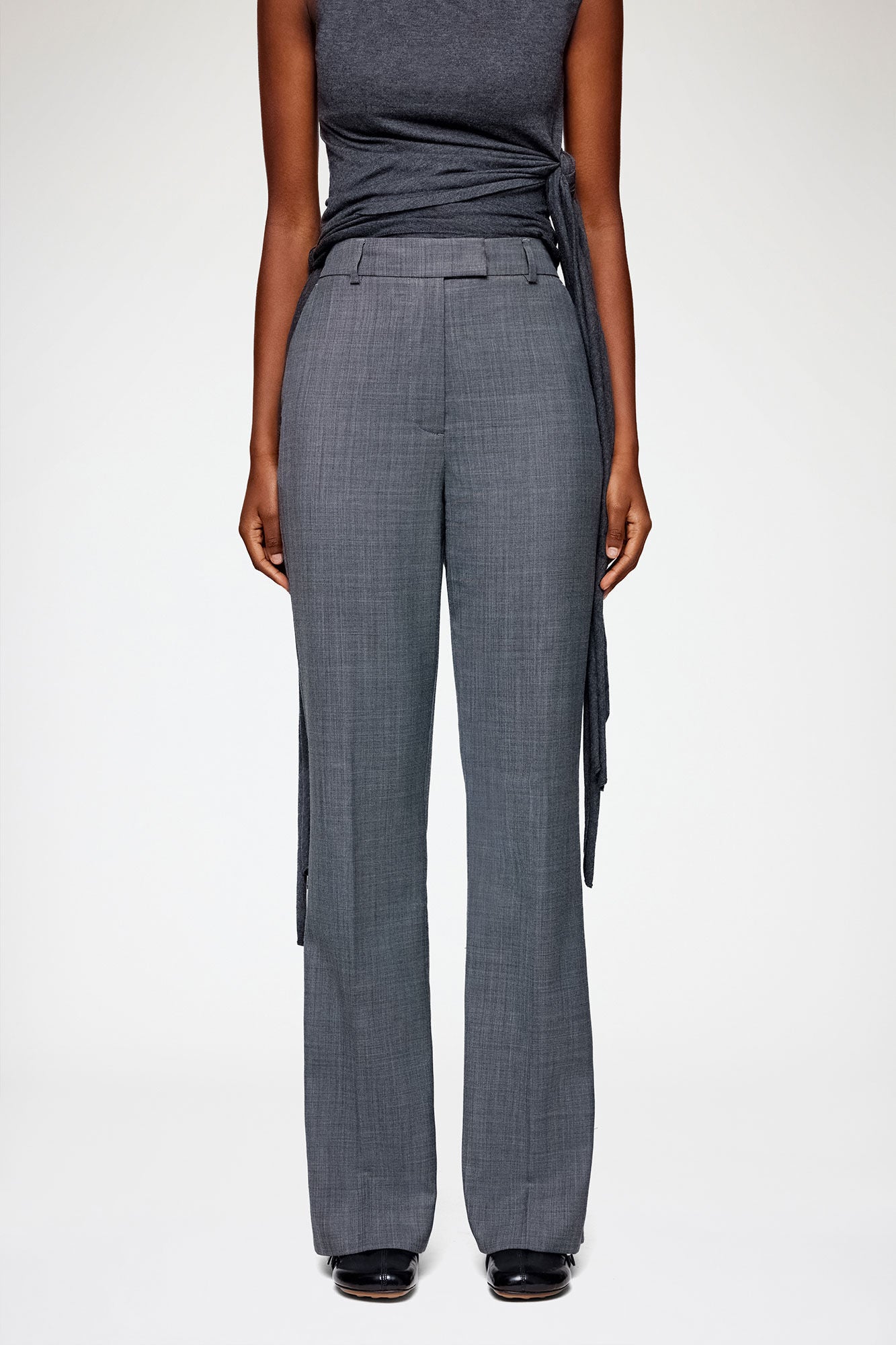 Trousers in Grey Wool Melange Phantom