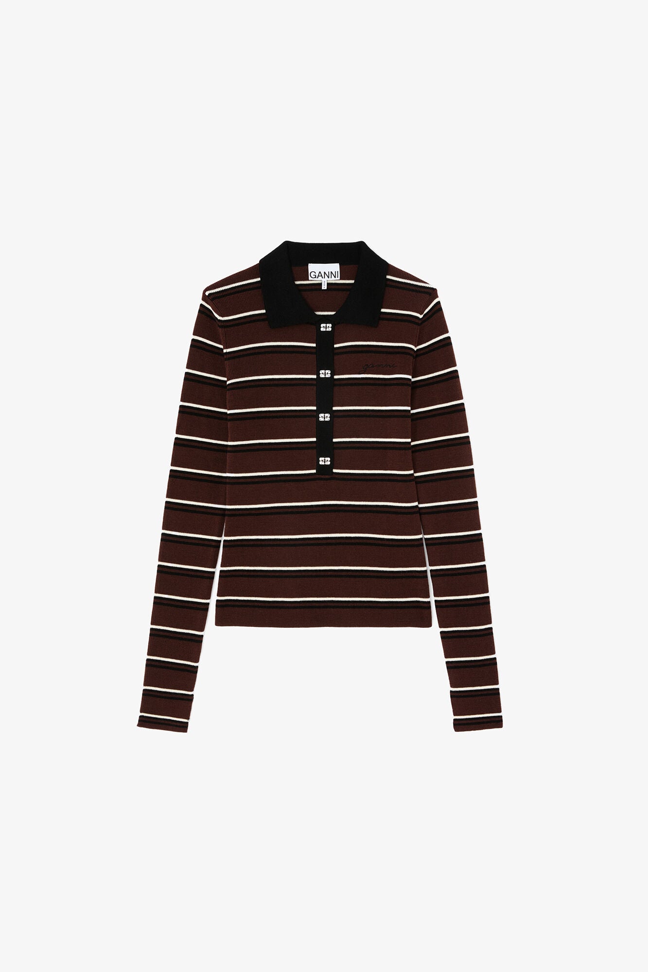 Ganni Polo Shirt in Striped
