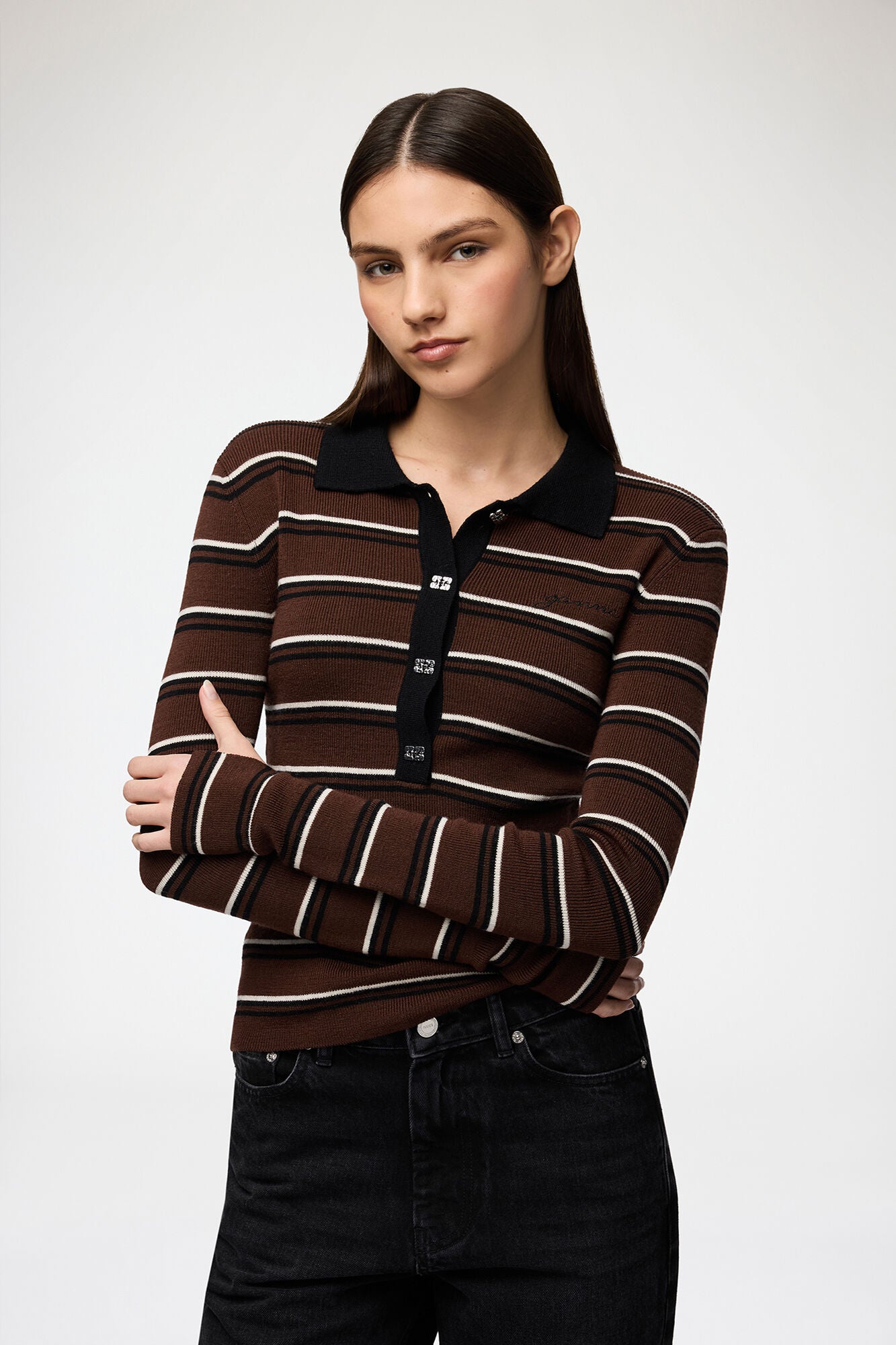 Ganni Polo Shirt in Striped