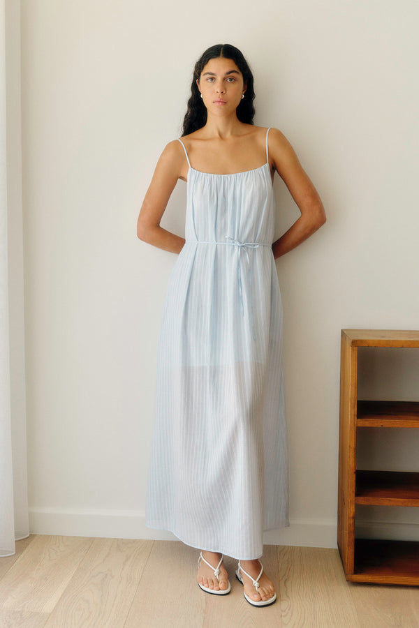 Cammy Stripe Maxi Dress Blue Haze White