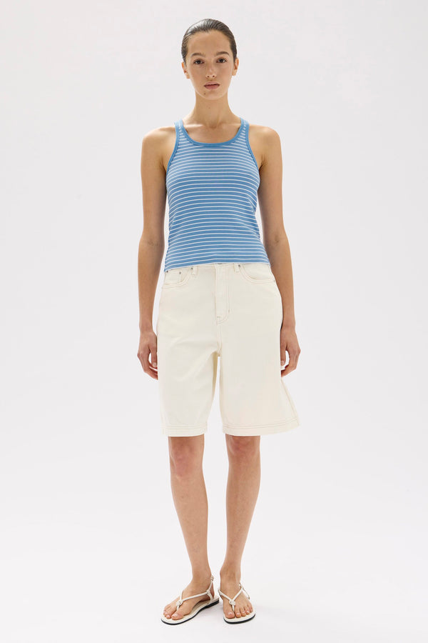 Drew Stripe Rib Tank Bahama/White