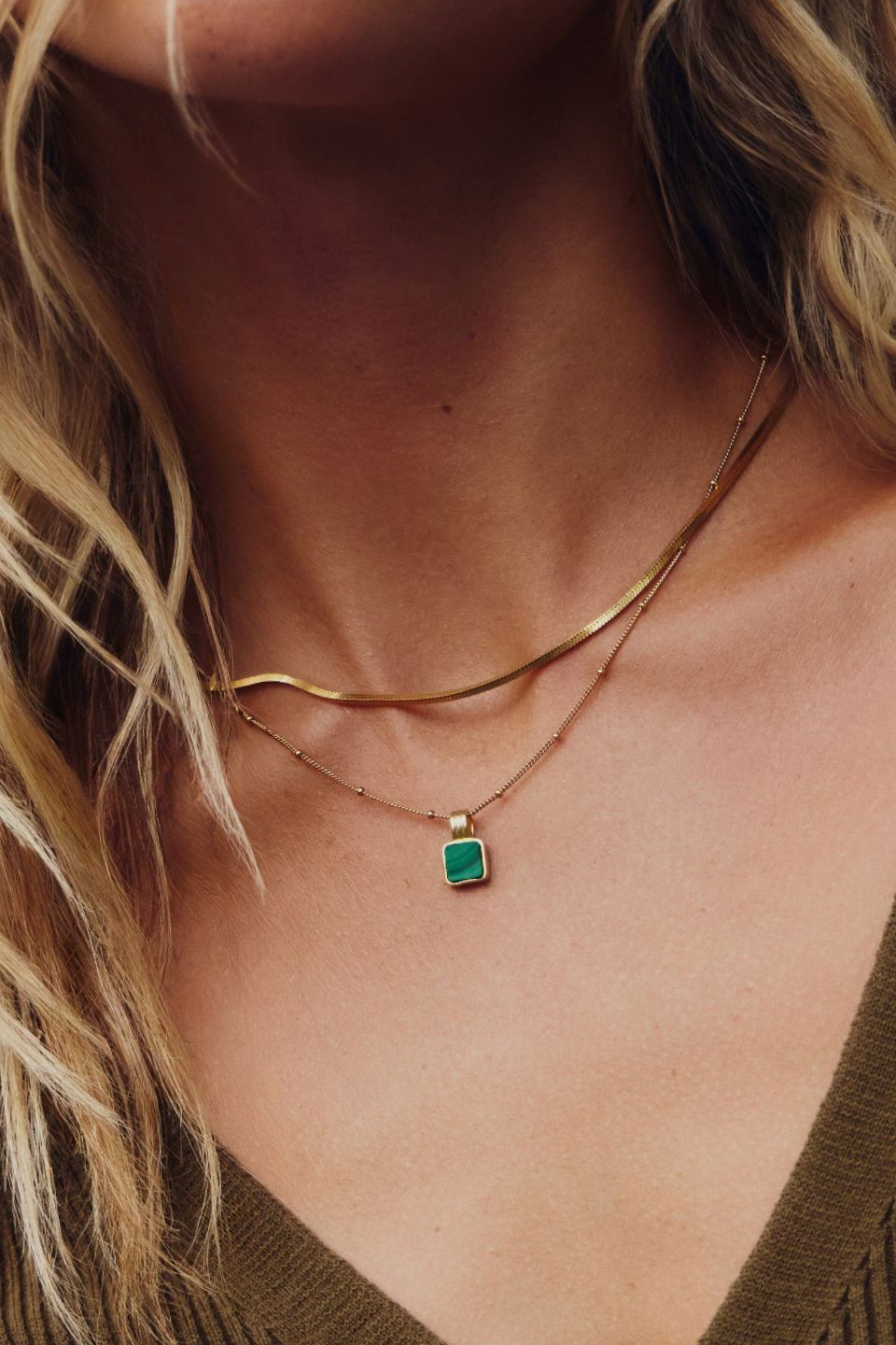 Lucy Williams Square Malachite Necklace