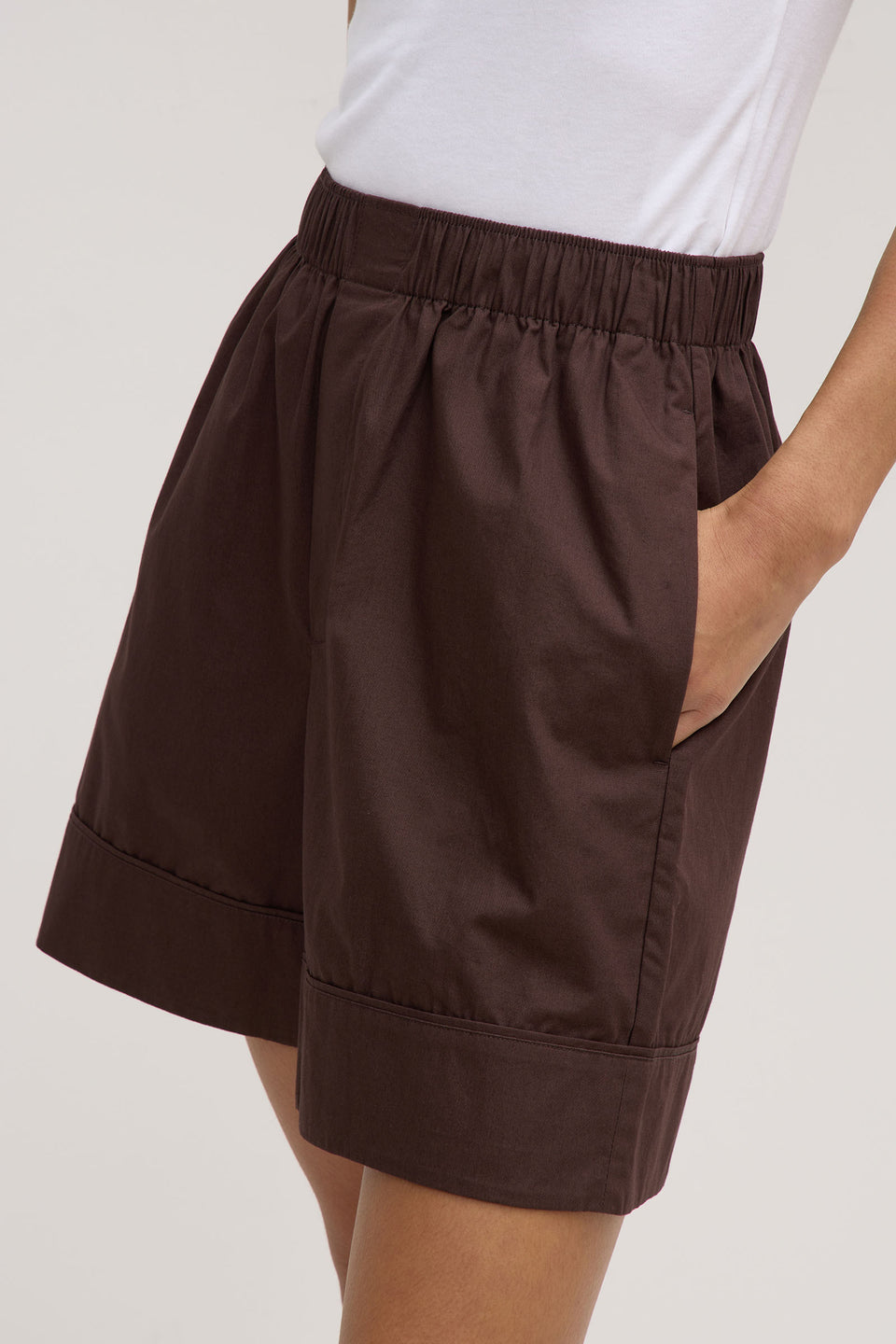 Cleo Longline Poplin Short Ganache