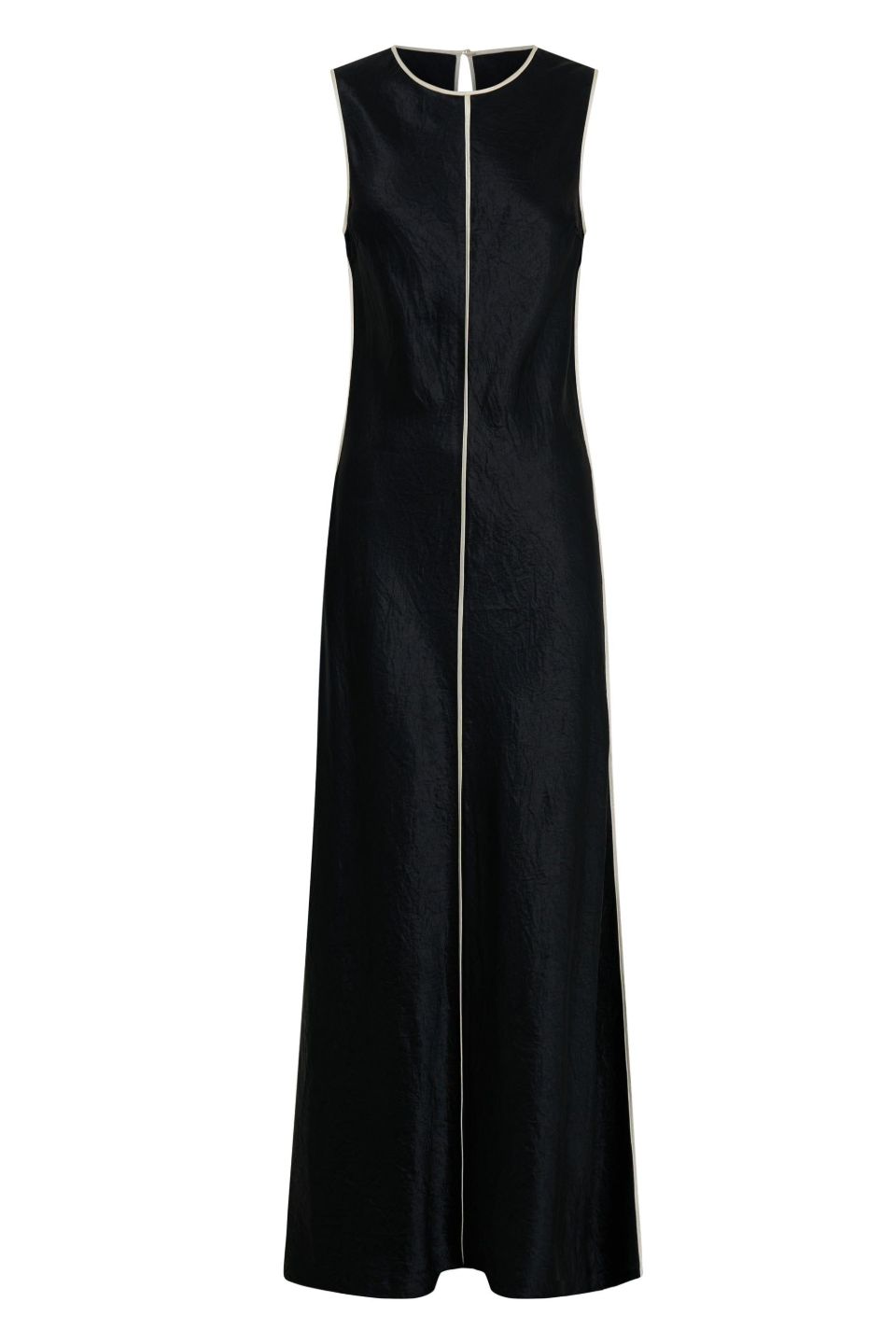 Crush Contrast Bind Maxi Tank Dress Black