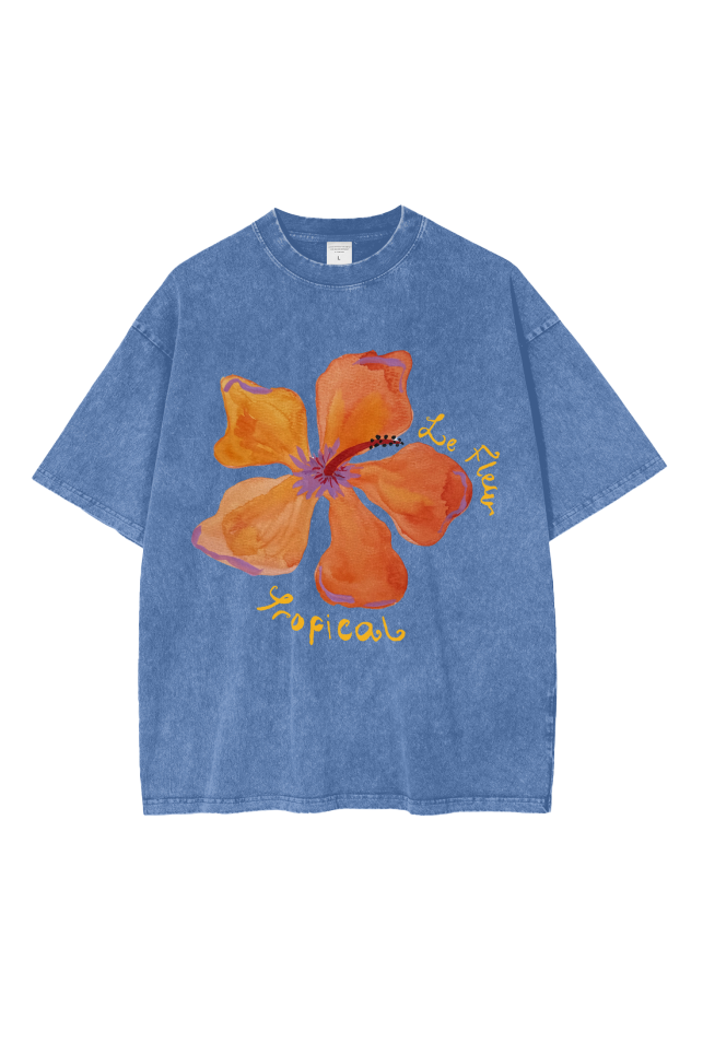 Le Fleur Tropical Oversized Tee Blue