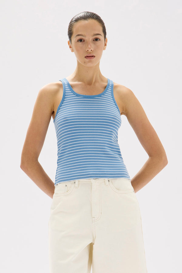 Drew Stripe Rib Tank Bahama/White