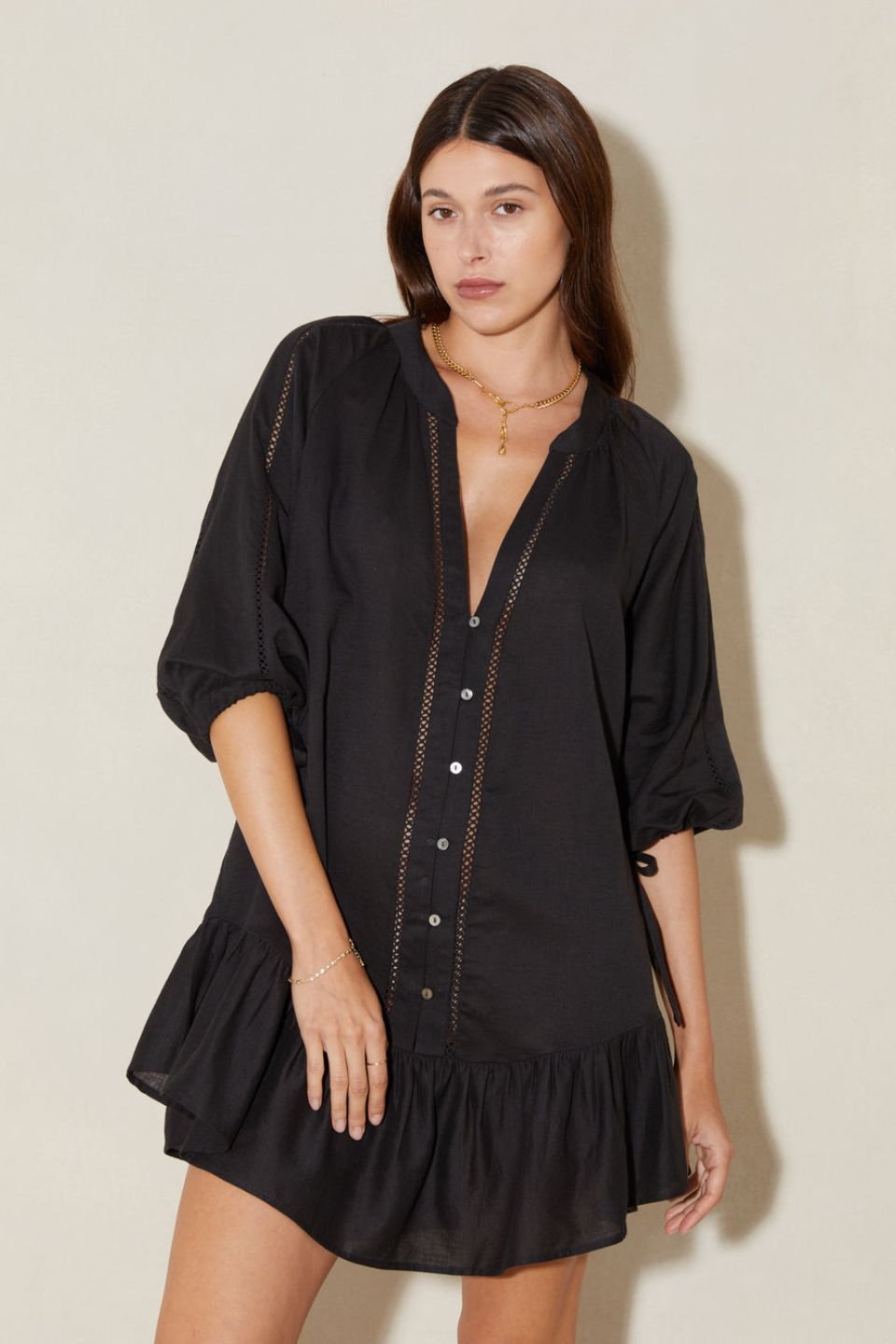 La Ponche Frill Dress Black