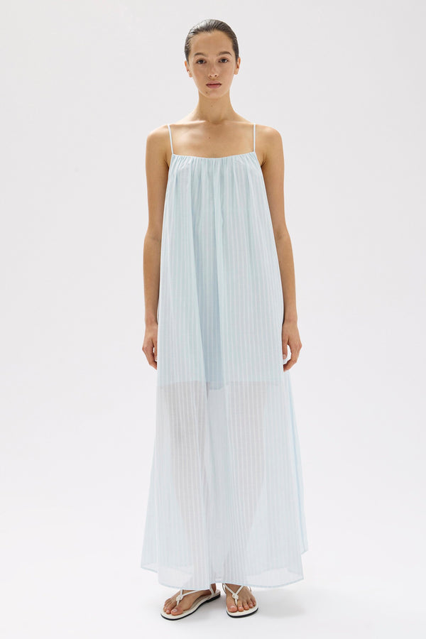 Cammy Stripe Maxi Dress Blue Haze White