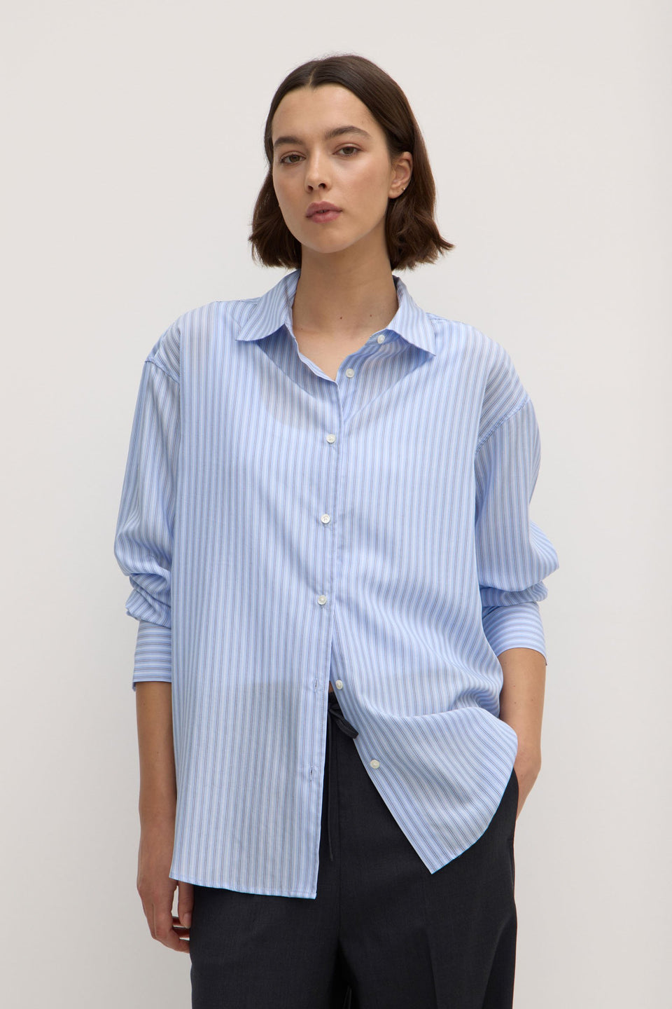 Alva Stripe Long Sleeve Shirt Blue White