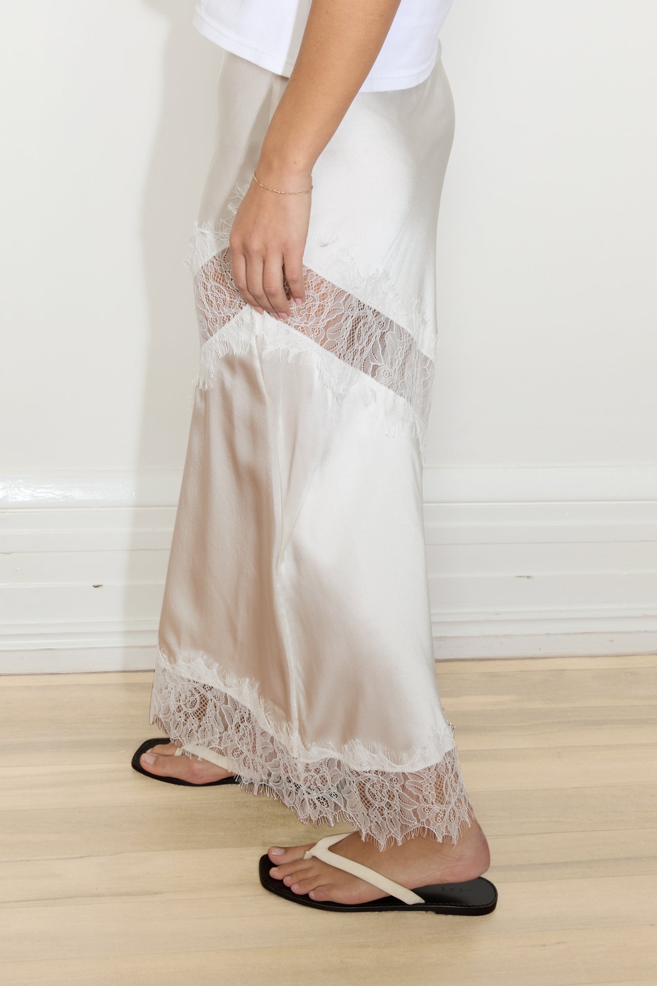 Silk Lace Skirt White