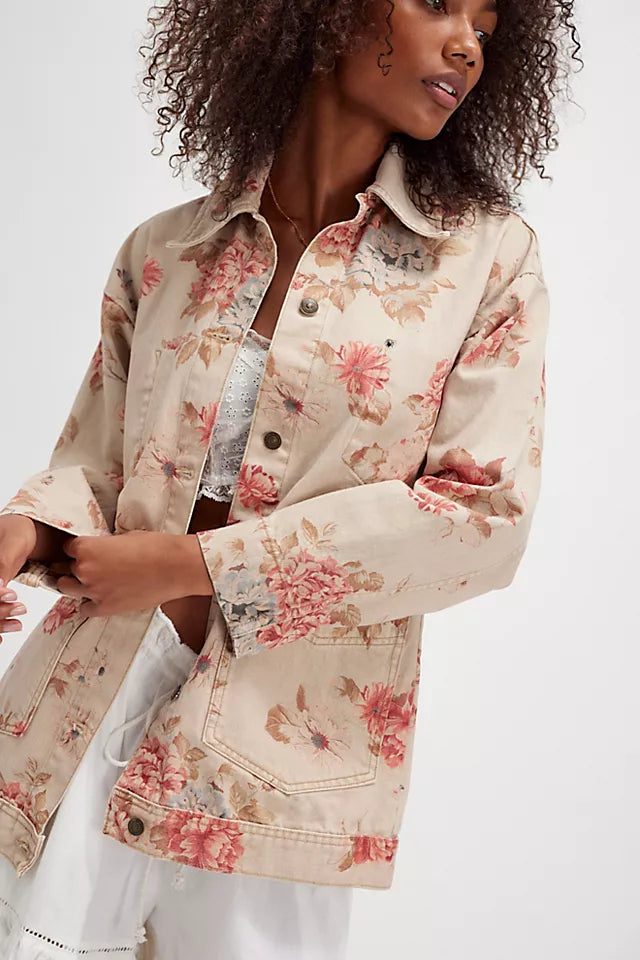 We The Free Avery Denim Jacket Floral