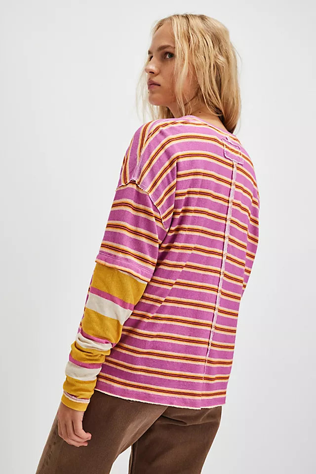 Nina Stripe Long Sleeve Tee Lilac