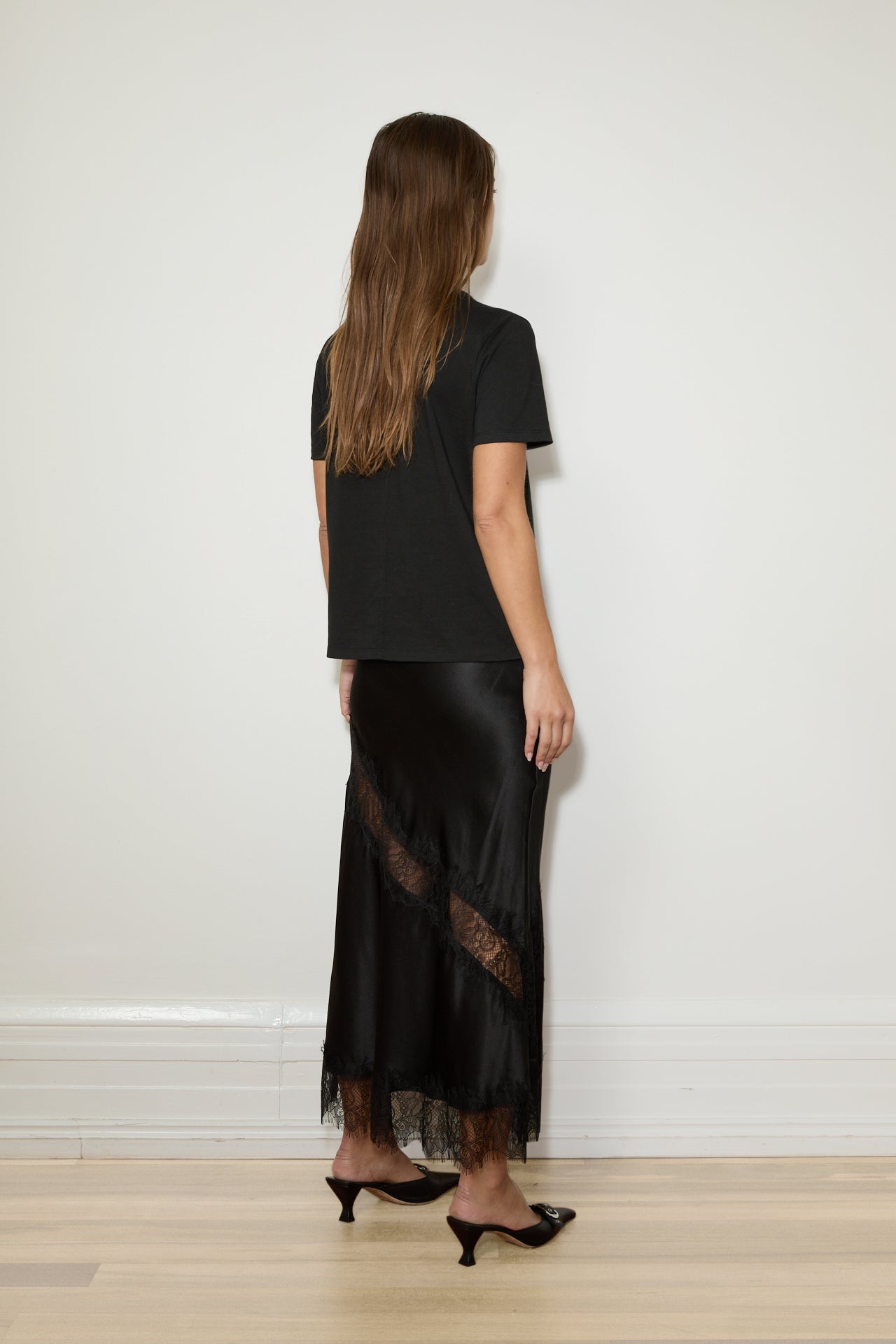 MAISON ESSENTIELE Silk Lace Skirt Black Laneway Boutique