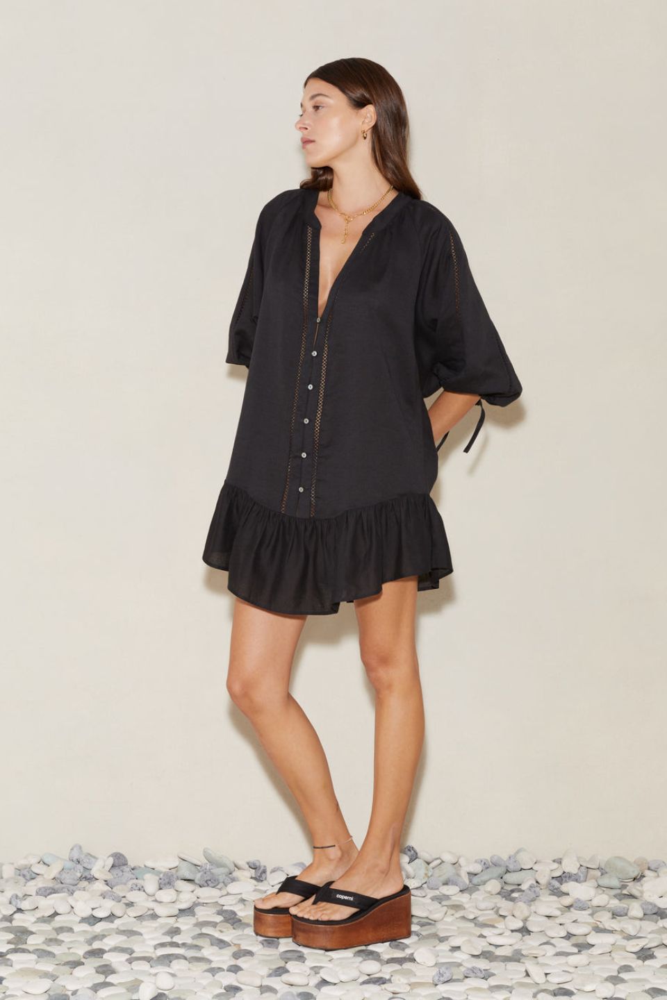 La Ponche Frill Dress Black