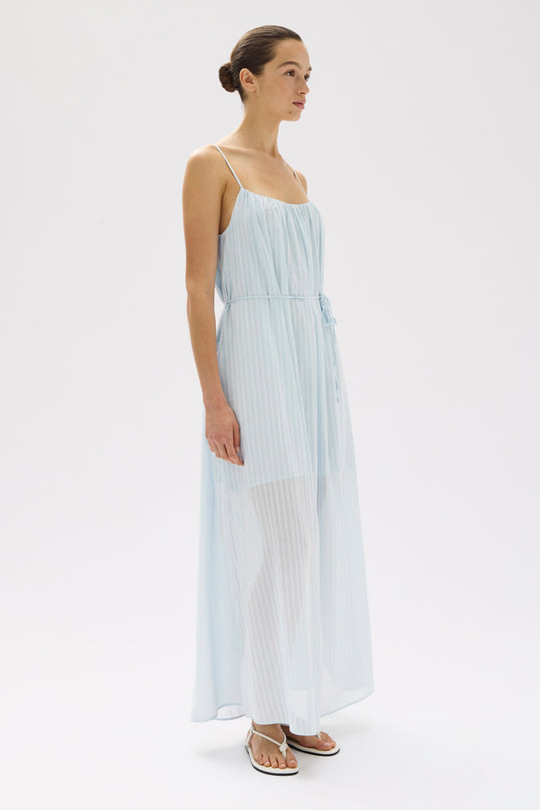 Cammy Stripe Maxi Dress Blue Haze White