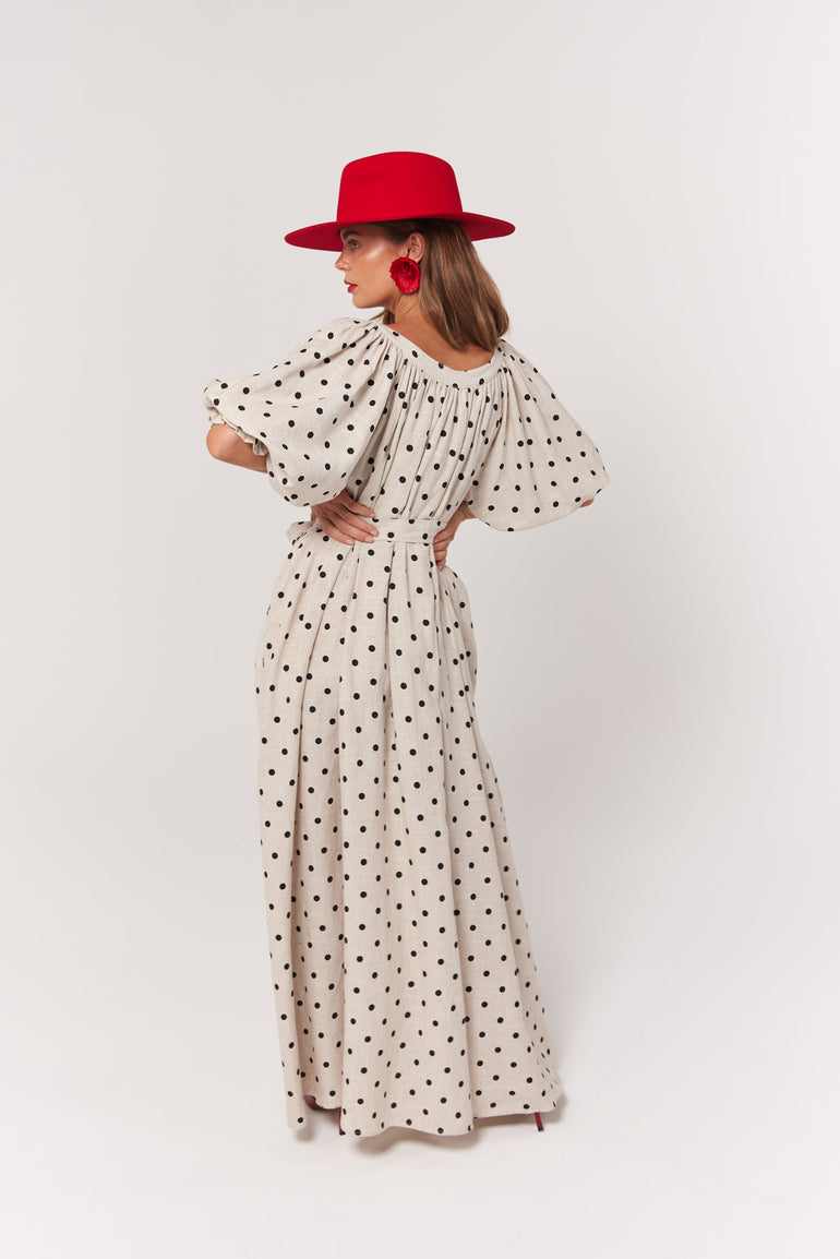 La Boheme Girls Camila Maxi Dress Oat Polka