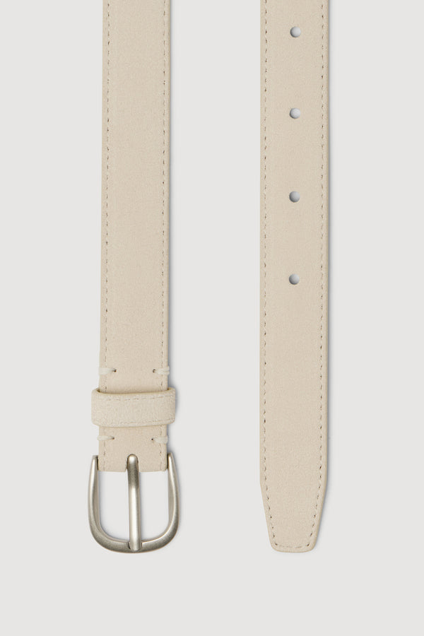 Slim Suede Belt Cream Silver