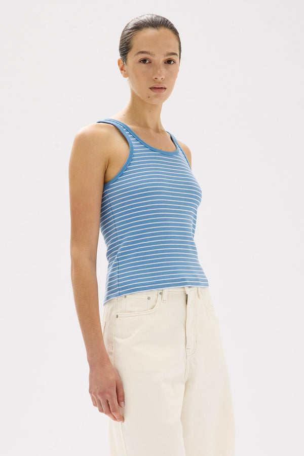 Drew Stripe Rib Tank Bahama/White