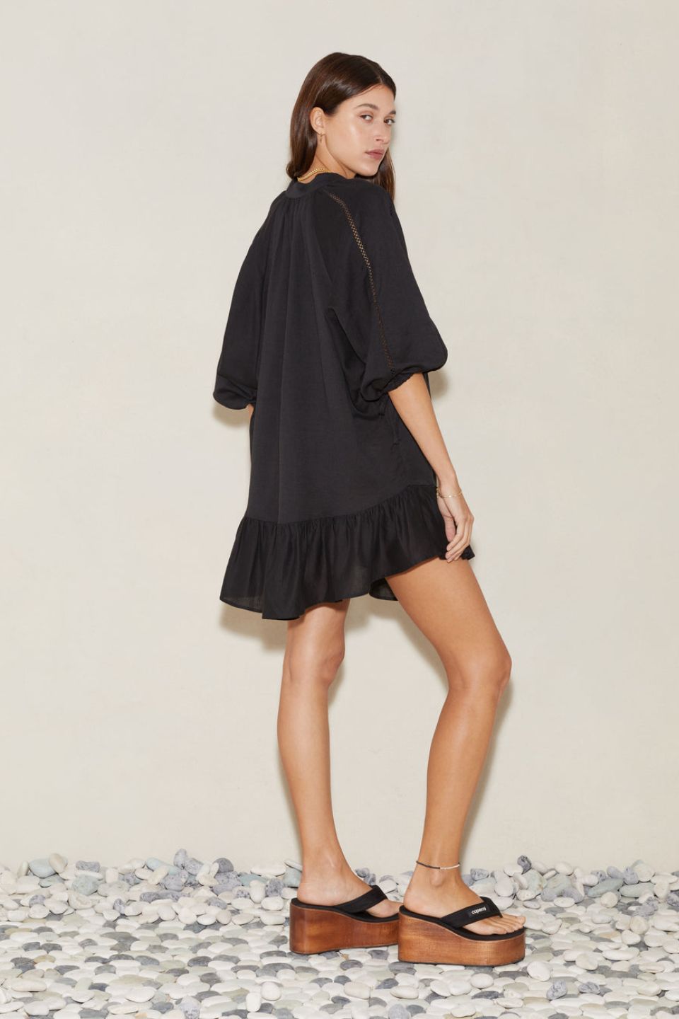 La Ponche Frill Dress Black