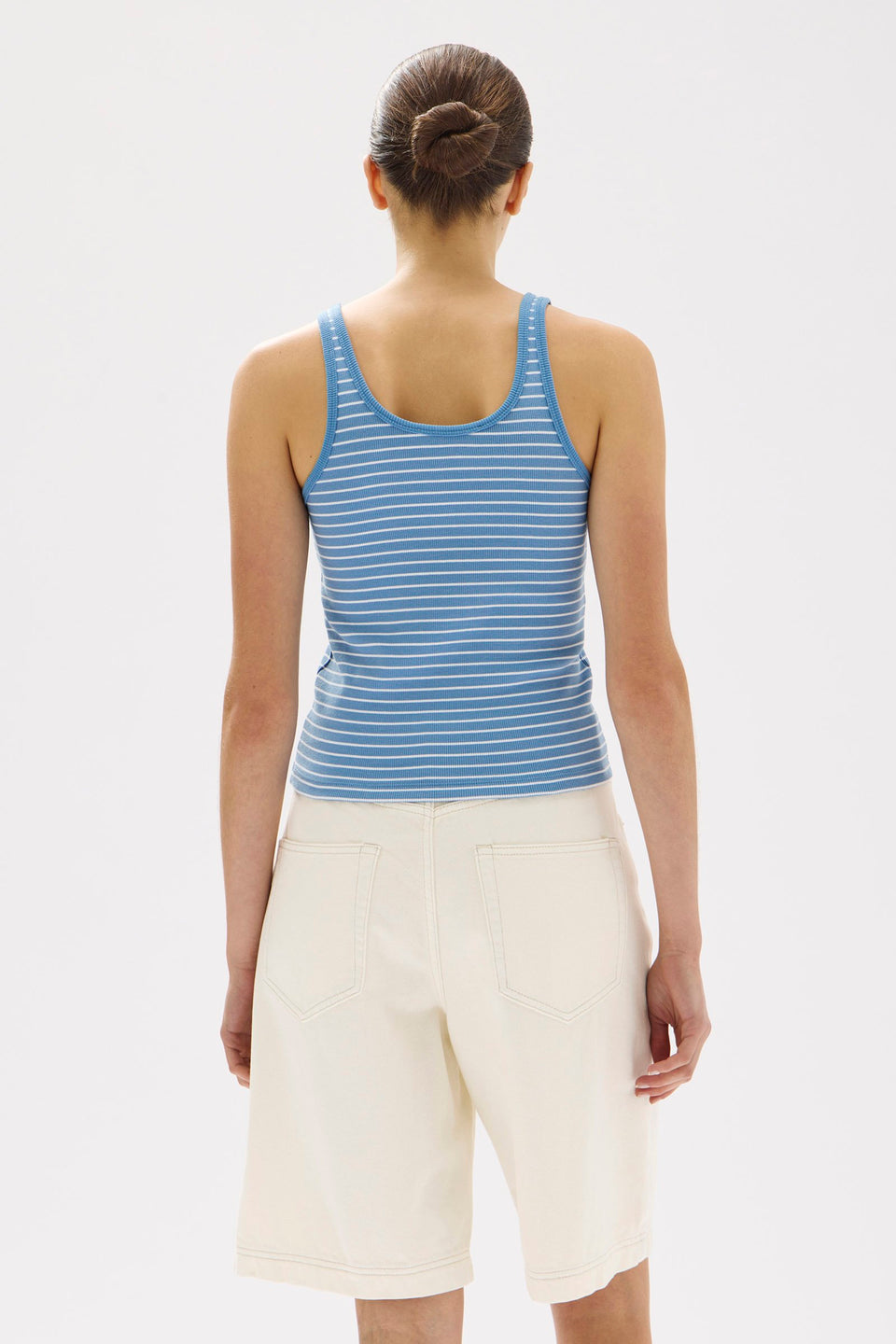 Drew Stripe Rib Tank Bahama/White