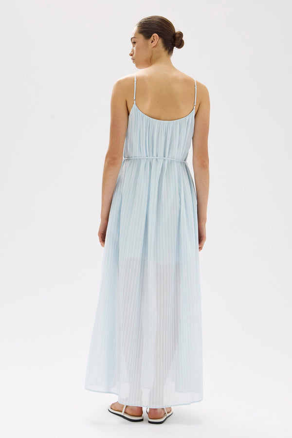 Cammy Stripe Maxi Dress Blue Haze White