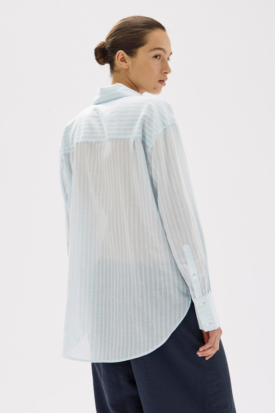 Cammy Stripe Long Sleeve Shirt Blue Haze White