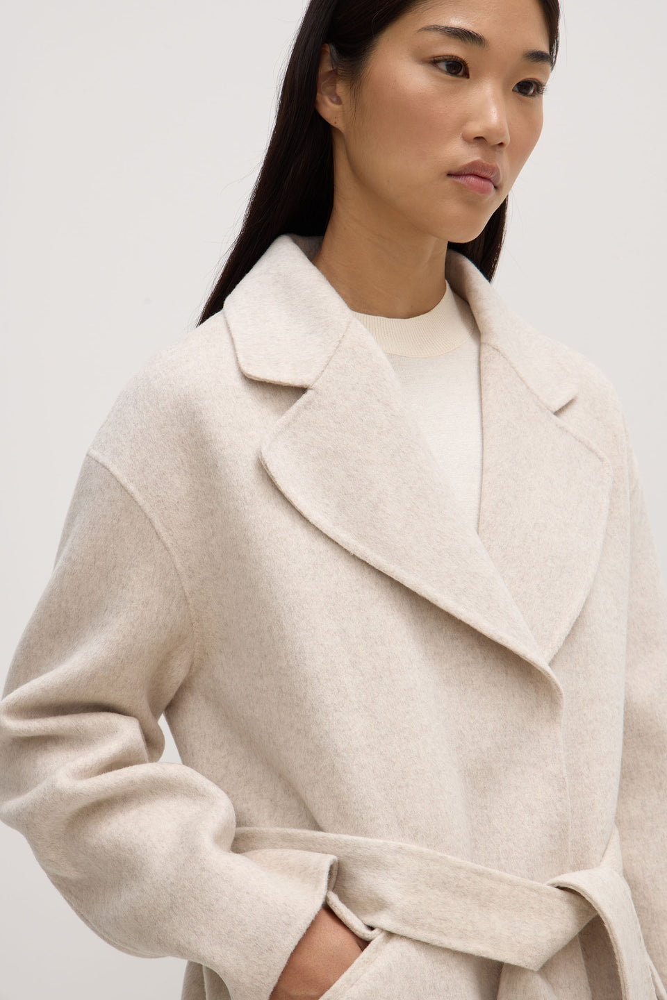 Sadie Single Wool Coat Oat Marle