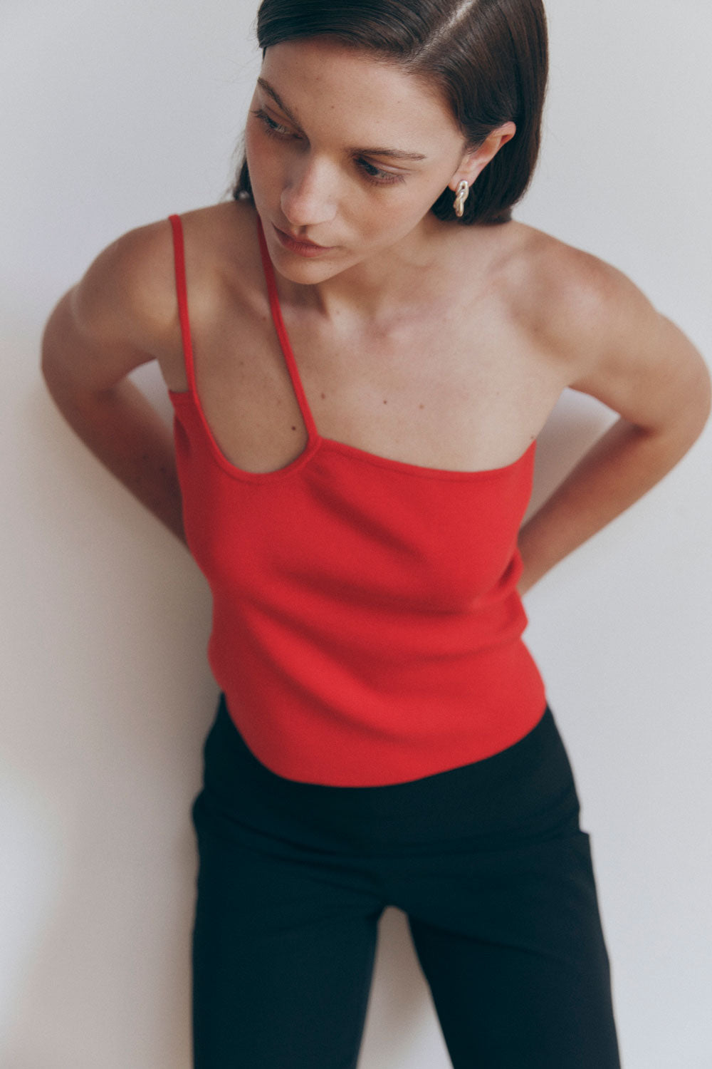 Strap Knit Top Red