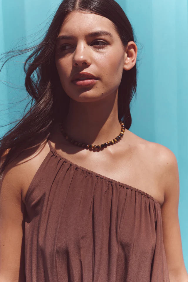 Mila Asymmetrical Maxi Dress Espresso