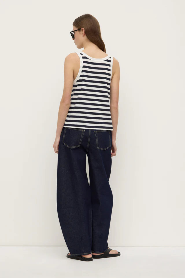 Adria Stripe Jersey Tank Antique White Navy
