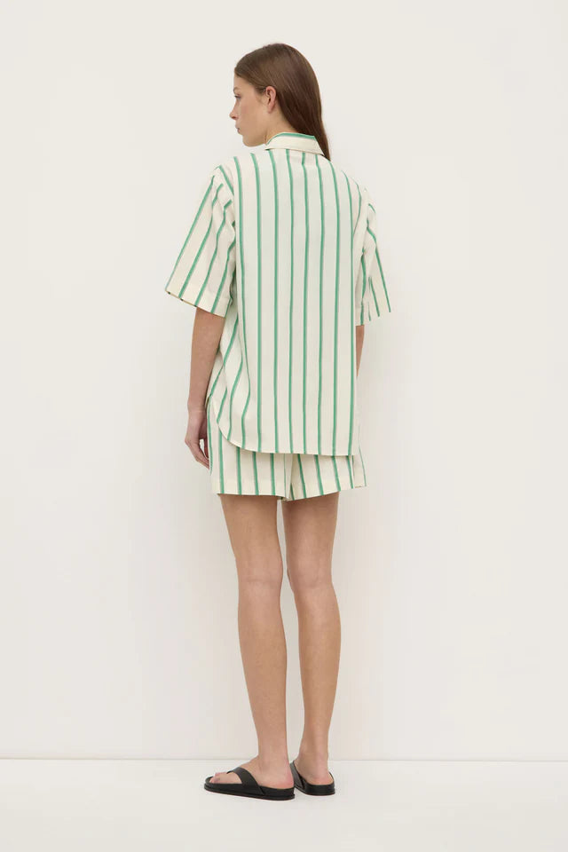 Agnes Stripe Short Sleeve Shirt Green