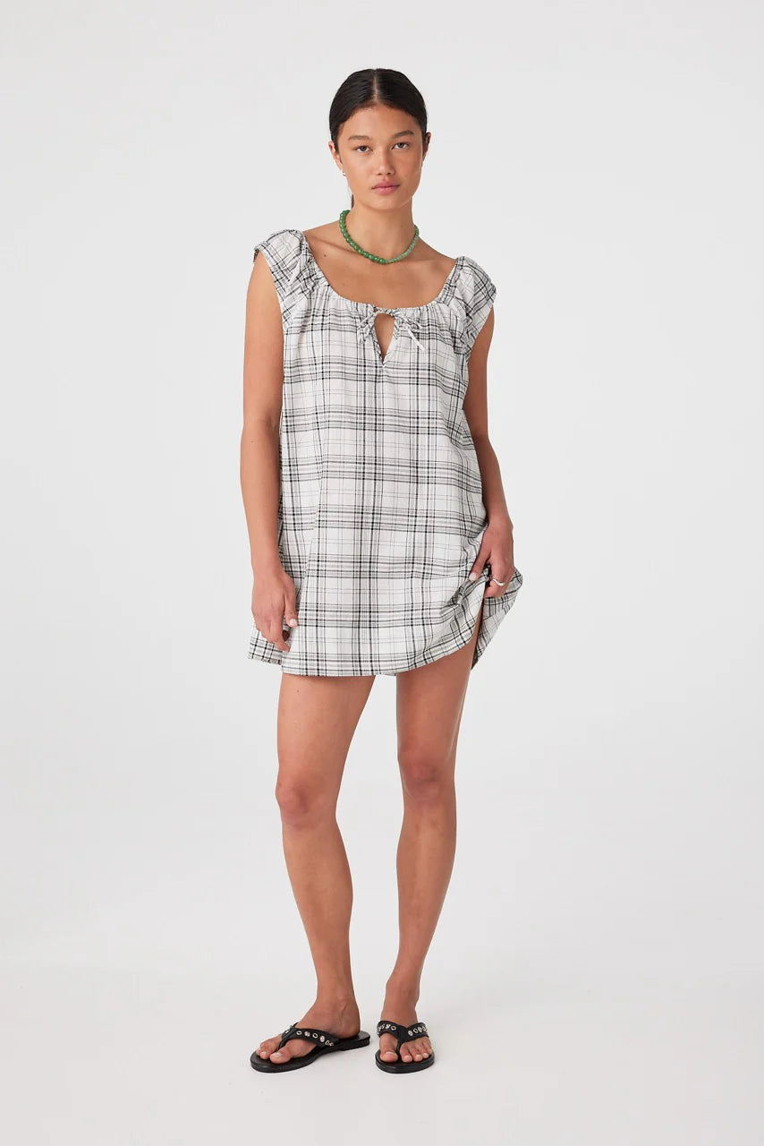 Delilah Dress Black Cream Check
