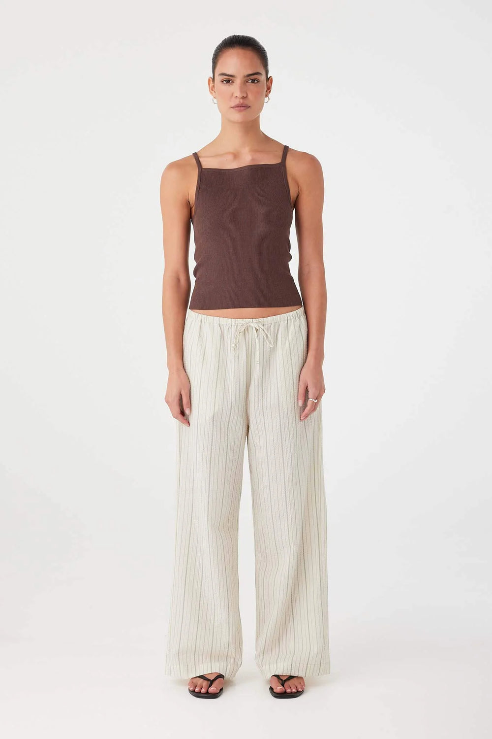 Rae Drawstring Pant Olive Stripe