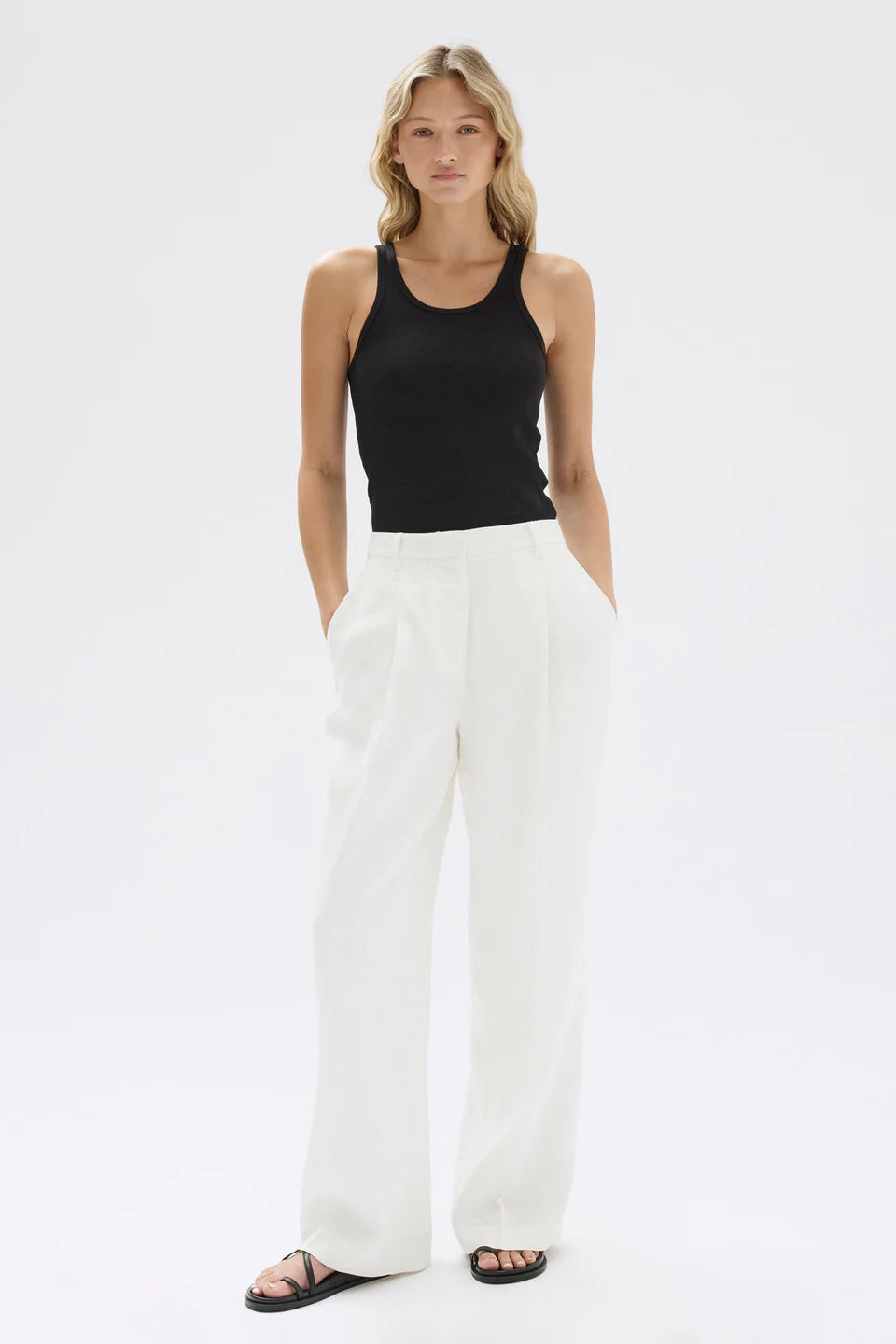 Aria Linen Pant White