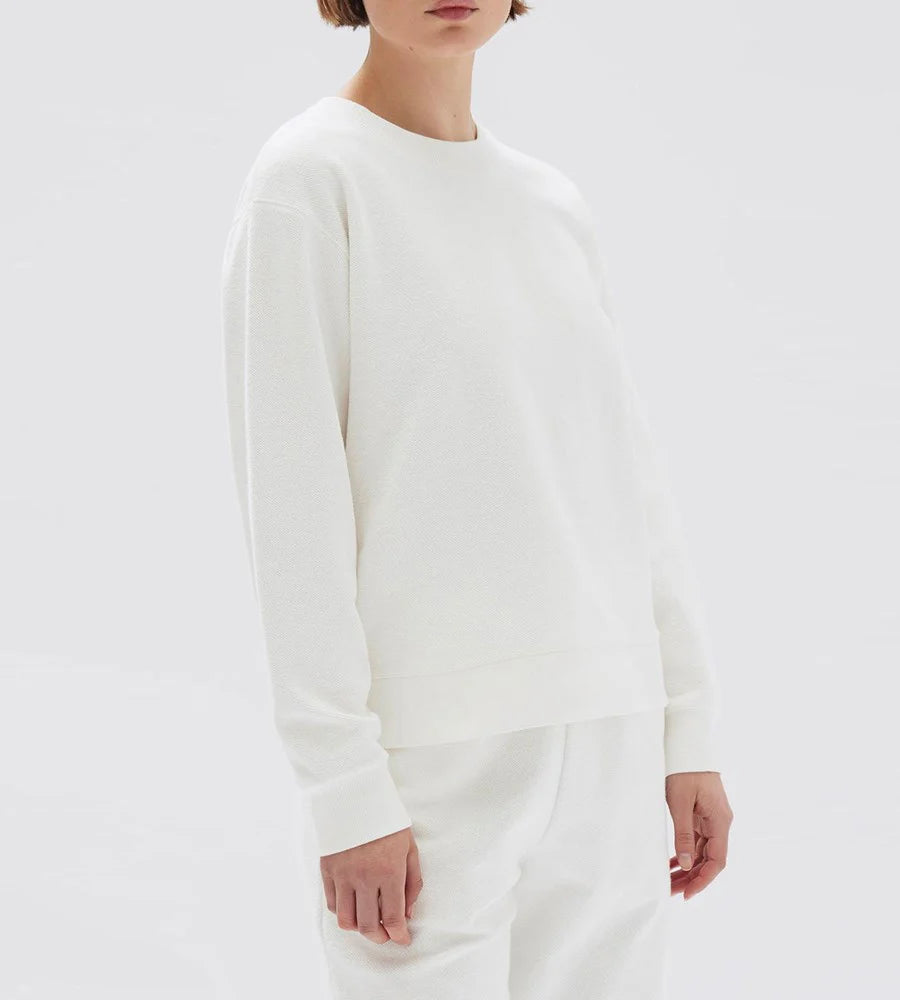 Poppy Textured Crew White