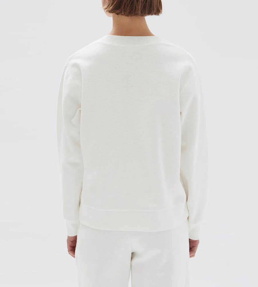 Poppy Textured Crew White