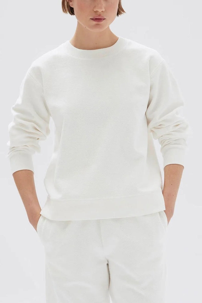 Poppy Textured Crew White