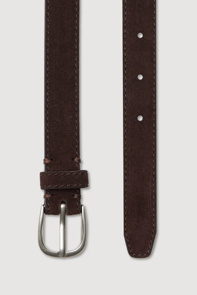 Womens Slim Suede Belt Ganache