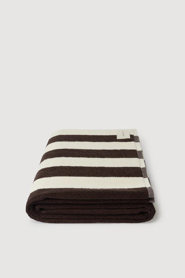 Signature Stripe Beach Towel Ganache Cream